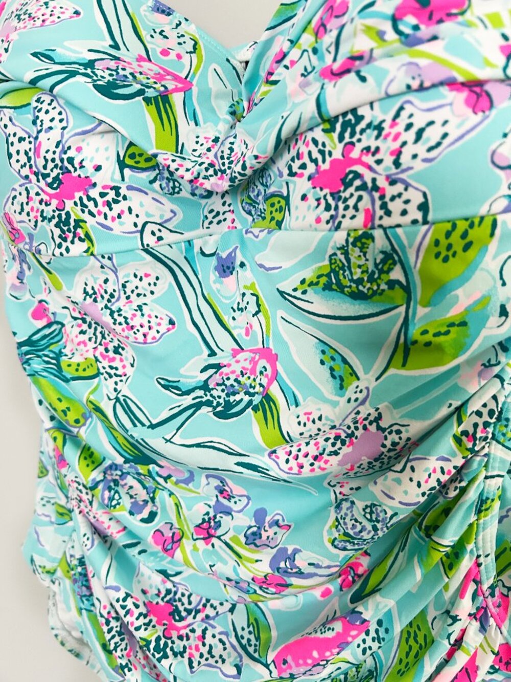 Floral Print Mint One-Piece Swimsuit - Supportive Fit - Picture 3 of 6